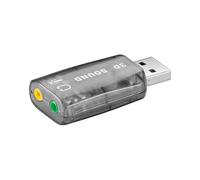 Goobay 95451 Adaptateur USB 2.0 vers 2x Jack 3.5mm Femelle - Mâle Droit, Chipset Tenx TP6911, Transparent, 2.4x1.3mm, 12g