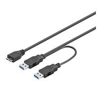 Goobay Câble USB 3.0 95746 Dual Power SuperSpeed 2x USB-A mâle / Micro-B mâle, 0,3 m, noir
