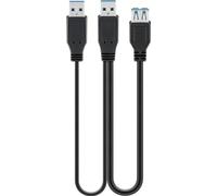 goobay 95749 Câble USB 3.0 Dual Power SuperSpeed Y-USB pour disque dur/SSD externe noir, 0.3m Longueur