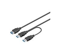 goobay 95749 Câble USB 3.0 Dual Power SuperSpeed Y-USB pour disque dur/SSD externe noir, 0.3m Longueur