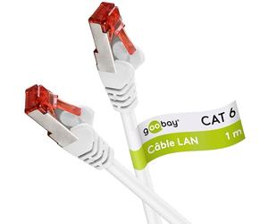 Goobay 95757 Câble réseau LAN CAT 6 pour Gigabit Ethernet S-FTP double blindage avec fiche RJ45 Blanc 1 m