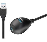 Goobay 95918 Câble de Rallonge USB 3.0 Hi-Speed avec Support, Noir, 1.5m Longueu