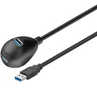Goobay 95918 Câble de Rallonge USB 3.0 Hi-Speed avec Support, Noir, 1.5m Longueur