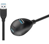 Goobay 95918 Rallonge USB 3.0 Hi-Speed avec pied, noir, 1.5 m - USB 3.0 mâle (type A) > 2x USB 3.0 femelle (type A)