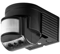 Goobay 96001 Détecteur de mouvement infrarouge, noir - pour montage mural en saillie, détection 180°, portée 12 m, pour l'extérieur (IP44), compatible LED