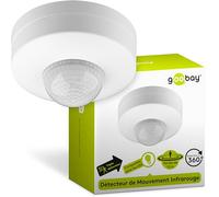 Goobay 96007 Détecteur de mouvement infrarouge pour plafond - Capteur PIR à 3 positions - Zone de détection de 360° - Portée de 6 m - Compatible avec les LED - IDA - IP20