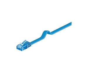 Goobay 96306 CAT 6 A U/UTP Câble de Liaison Plat, Bleu, 1m Longueur