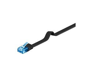 Goobay 96312 CAT 6 A U/UTP Câble de Liaison Plat, Noir, 1m Longueur