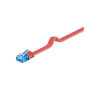 Goobay 96333 CAT 6 A U/UTP Câble de Liaison Plat, Rouge, 3m Longueur
