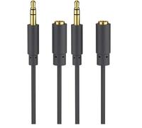 goobay 97111 Câble de Rallonge Audio et pour Casque AUX, 3.5 mm, 3 Pôles, Slim, 0.5 m Longueur de Câble (Lot de 2)