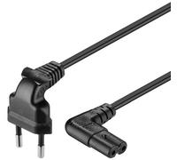 Goobay 97344 Câble de raccordement Euro coudé des deux côtés, 0,75 m, noir, 0.75 m - fiche Euro (type C, CEE 7/16) > prise d'appareil C7
