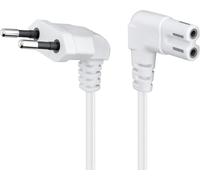 Goobay 97345 Câble d'alimentation prise EU type C coudé vers prise double Femelle type C7 coudé; 0,75 m; blanc