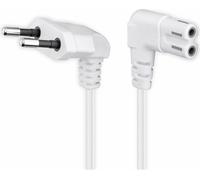Goobay 97345 Câble de raccordement Euro coudé des deux côtés, 0,75 m, blanc, 0.75 m - fiche Euro (type C, CEE 7/16) > prise d'appareil C7