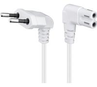 Goobay 97347 Câble de raccordement Euro coudé des deux côtés, 1 m, blanc, 1 m - Prise Euro (type C, CEE 7/16) > Prise d'appareil C7
