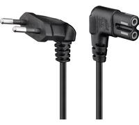 Goobay 97350 Câble de raccordement Euro coudé des deux côtés, 2 m, noir, 2 m - Prise Euro (type C, CEE 7/16) > Prise d'appareil C7