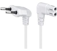 Goobay 97351 Câble de raccordement Euro coudé des deux côtés, 2 m, blanc, 2 m - Prise Euro (type C, CEE 7/16) > Prise d'appareil C7