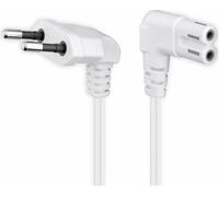 Goobay 97357 Câble de raccordement Euro coudé des deux côtés, 5 m, blanc, 5 m - Prise Euro (type C, CEE 7/16) > Prise d'appareil C7