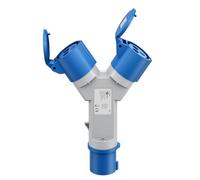 goobay Adaptateur CEE pour Caravane - Prise CEE vers 2 Prises CEE - Portable - avec Couvercle de Protection - Étanche IP44-76236