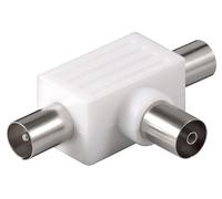 Goobay Adaptateur coaxial en T : double prise coaxiale mâle > prise coaxiale femelle - Adaptateur mâle en plastique