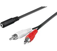 Goobay 50442 Câble Adaptateur Audio, Prise Femelle 3.5mm vers Prise Mâle Cinch, Noir, 1.4m Longueur de Câble
