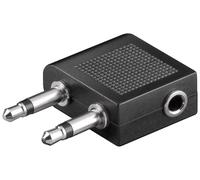 Goobay Adaptateur pour casque d'avion / de voyage Prise jack AUX 3,5 mm - 2x jack 3,5 mm (2 pôles, mono) > 1x jack 3,5 mm (3 pôles, stéréo)