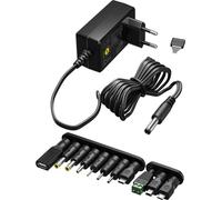 Goobay Adaptateur secteur universel 3V-12V, 27W, 4x USB & 7x adaptateur DC, protection contre les surcharges, 1,8 mètre, noir