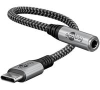 goobay Adaptateur USB C vers Casque Jack Aux/USB-C vers Prise 3,5 mm Compatible avec Smartphone/Gaine en Tissu 74056
