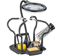 goobay Aide à souder troisième main avec loupe LED (USB-C) - Grossissement 1,75x - Bras col de cygne - Parfait pour station de soudage et projets de bricolage - Noir 76558