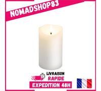 goobay Bougie LED cire véritable blanche 7,5x12,5 cm minuterie mèche 3D