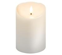 goobay Bougie LED en cire véritable blanche 10x15 cm avec fonction minuterie Mèche 3D Fonctionne sur piles blanc chaud, pour une décoration élégante et sûre et un éclairage stylé 77776