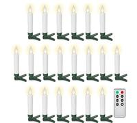 goobay Bougies d’arbre de Noël LED sans fil avec pinces, télécommande et fonction de minuterie, Bougies d’arbre de Noël, Bougies d’arbre, blanc chaud (2600 K), dimmable, lot de 20, 77754