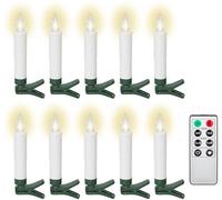 goobay Bougies d’arbre de Noël LED sans fil avec pinces, télécommande et fonction minuterie, Bougies d’arbre de Noël, Bougies d’arbre, blanc chaud (2600 K), dimmable, lot de 10, 77753