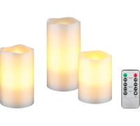 goobay Bougies LED avec minuterie & télécommande/Lumière chaude Bougies LED en cire véritable/flamme vacillante/Bougies électriques à intensité variable/Bougies de l'Avent, lot de 3/Blanc / 74368