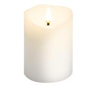 Goobay Bougies LED Bougie de cire véritable blanche 7,5x10cm avec fonction minuterie Mèche 3D alimentée par piles blanc chaud, pour une décoration élégante, un éclairage sûr et élégant 77774