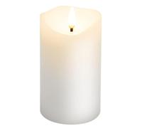 goobay Bougies LED Bougie de cire véritable blanche 7,5x12,5 cm avec fonction minuterie Mèche 3D alimentée par piles blanc chaud, pour une décoration élégante, un éclairage sûr et élégant 77775