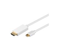 Goobay Câble 2m Mini DisplayPort vers HDMI Mâle/Mâle Blanc - Connecteurs plaqués Or, Longueur 2 mètres - Référence Goobay 52861