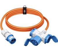 Goobay Câble adaptateur CEE 76266 – 10 m, 1 prise CEE vers 1+2 prises, contact de protection, IP44