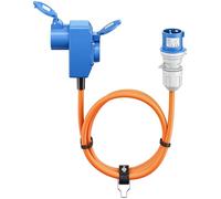 goobay Câble Adaptateur CEE pour Caravane, 1,5 m, Prise CEE à 90°, Prise CEE et Prise de Contact de Protection avec couvercles de Fermeture, câble de Camping, Camping-Car et Caravane 76232