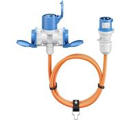 goobay Câble Adaptateur CEE pour Caravane, 5 m, Prise CEE vers 1 Prise CEE et 2 Prises avec Contact de Protection, IP 44, câble de Camping, Camping-Car et travaux 76265