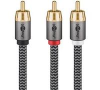 GOOBAY Câble audio 1 rca mâle - 2 rca mâles gold nylon tressé 5m Noir