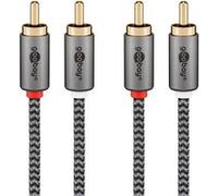 GOOBAY Câble audio 2 rca mâles gold nylon tressé 3m Noir