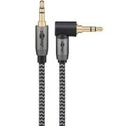 goobay 65277 AUX Audio/Fiche coudée à 90° / Câble jack 3,5 mm Gaine en tissu/Convient pour téléphone portable, casque, console, 0,5M