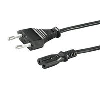 goobay 50084 Câble d'alimentation Euro mâle à 2 pins Euro double femelle droit /cable alimentation PS5, PS4, Xbox / Type C & C7 femelle universel câble chargeur / noir / 1,5m