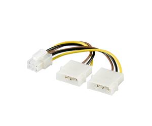 Goobay Câble d'alimentation PCI express 6 broches vers 2 prises Molex