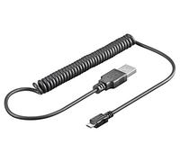 Goobay Câble de Chargement et de Synchronisation Micro USB, En Spirale, Noir, 1m Longueur de Câble