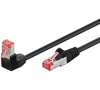 goobay Câble de raccordement Cat 6, Haut débit, Prise 90 degrés, câble réseau, Ethernet, Playstation, Xbox, DSL, PimF, Prise RJ45, Noir, 0,25 m 51541