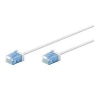 goobay - Câble patch slim/ultra flexible RJ45 CAT 6A - U/UTP CU/Câble Ethernet fin avec connecteurs courts - 10 Gbit/s LSZH - Protection anti-torsion - Blanc - 3 m 74288