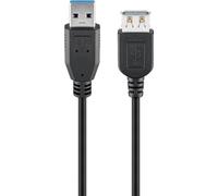 goobay Câble de Rallonge SuperSpeed USB 3.0, Noir, 1.8m Longueur