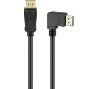 goobay Câble DisplayPort 2.0/2.1, 1 mètre, 8K 144 Hz, 54 Gbit/s, connecteur à 90°, UHD, HDR, DSC, G-Sync, FreeSync, DP vers DP, noir, pour jeux, moniteur, projecteur, VR, connexion en série, 77052