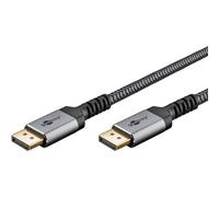 goobay Câble DisplayPort 2.1-54 Gbit/s, 8K/144 Hz, 3m, Câble DP au design métallique, Sharkskin Grey, Résolution ultra-haute 10K, HDCP 2.2, FreeSync, G-Sync, Dynamic HDR, Connecteurs dorés 75681